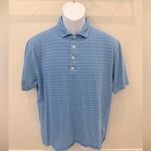 Peter Millar Men’s Blue Striped Polo - Large